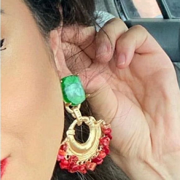 Artist Made Italian Inspired Statement Pierced Earrings - Picture 2 of 3